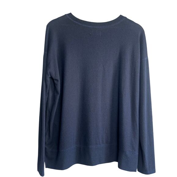 Lucky Brand Navy Blue Sweater Medium Soft Knit Viscose Blend Loose Fit - Picture 4 of 6